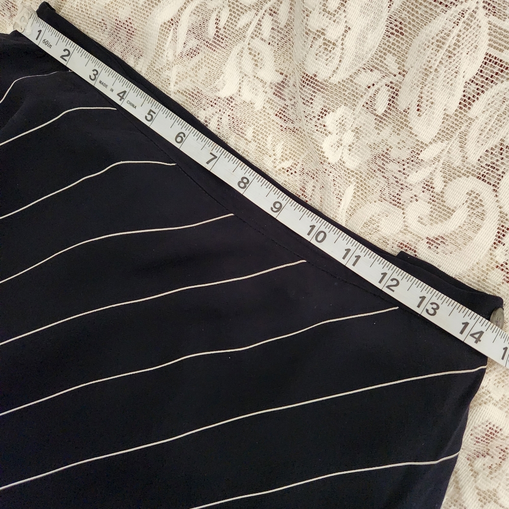 Vintage Lauen Ralph Lauren Navy White Bias Striped Skirt Size 10 28.5" - Picture 5 of 6